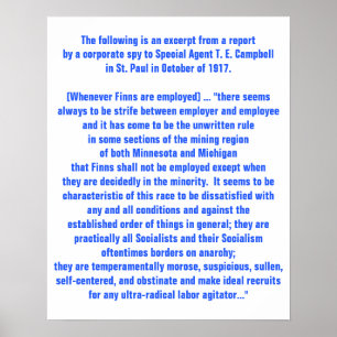 USA:s rapport från 1917 om finska arbetsmarknadsfr Poster