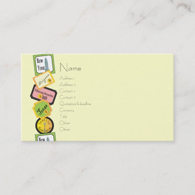 USA:s resedesign Visitkort (Framsida)