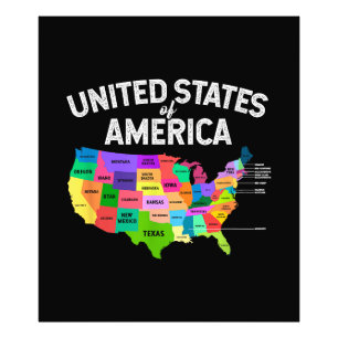 USA:s resegåva från United Stater Karta T-shirt Fototryck