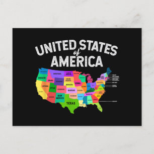 USA:s resegåva från United Stater Karta T-shirt Helg Vykort