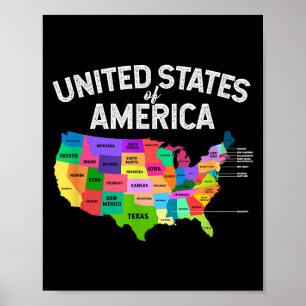 USA:s resegåva från United Stater Karta T-shirt Poster