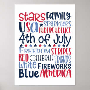 USA:s Rött vitt blått moderna typografi Poster