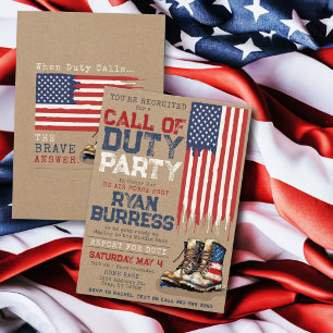 USA:s ryska Flagga Deployment Farewell Party Inbjudningar