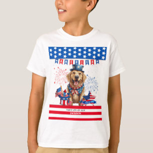 USA:s självständighet, Golden Retriever Lycklig 4  T Shirt