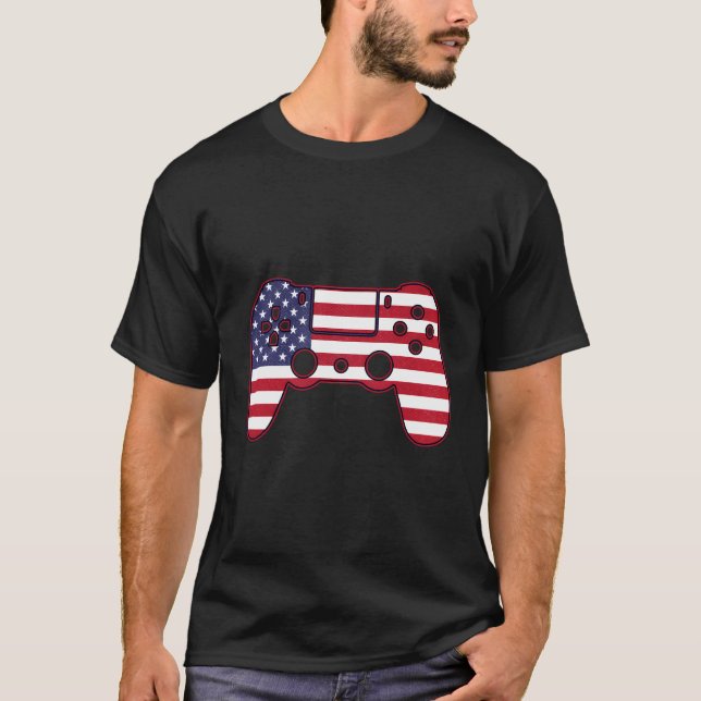 USA:s spel på - styrenhet med Flagga Gamer Patriot T Shirt (Framsida)