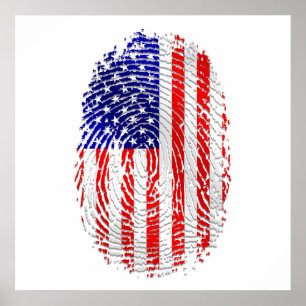 USA:s sportgåvor, USA:s fingeravtryck flagga Poster