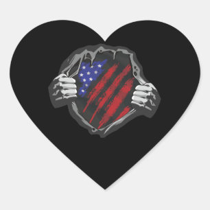 USA:s superhjälte Costume Flagga Hjärtformat Klistermärke