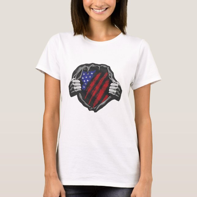 USA:s superhjälte Costume Flagga T Shirt (Framsida)