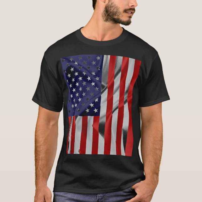 USA:s svarta Flagga T-shirt (Framsida)