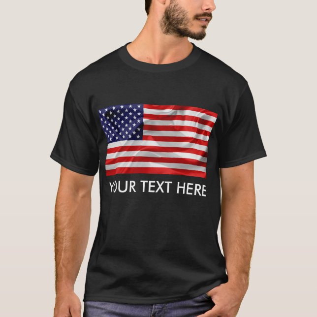 USA:s svarta Flagga T-shirt (Framsida)