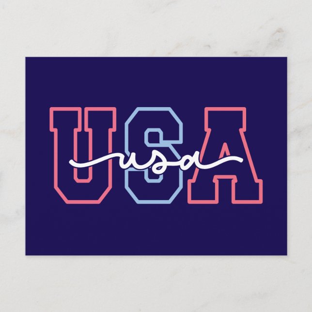 USA:s text 4:e juli Design-62118 Vykort (Framsida)