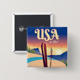 USA:s "To Ski"-reseaffisch för Vintage stil Knapp