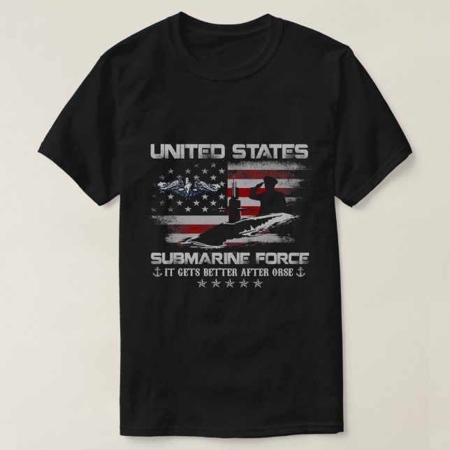 USA:s ubåt Force Veteran får bättre Flagga VI T Shirt (Design framsida)
