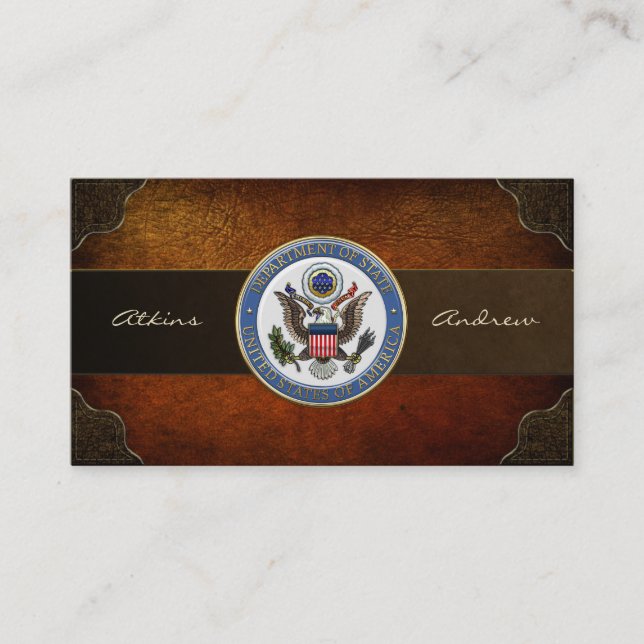 USA:s utrikesdepartement Emblem [3D] Visitkort (Framsida)
