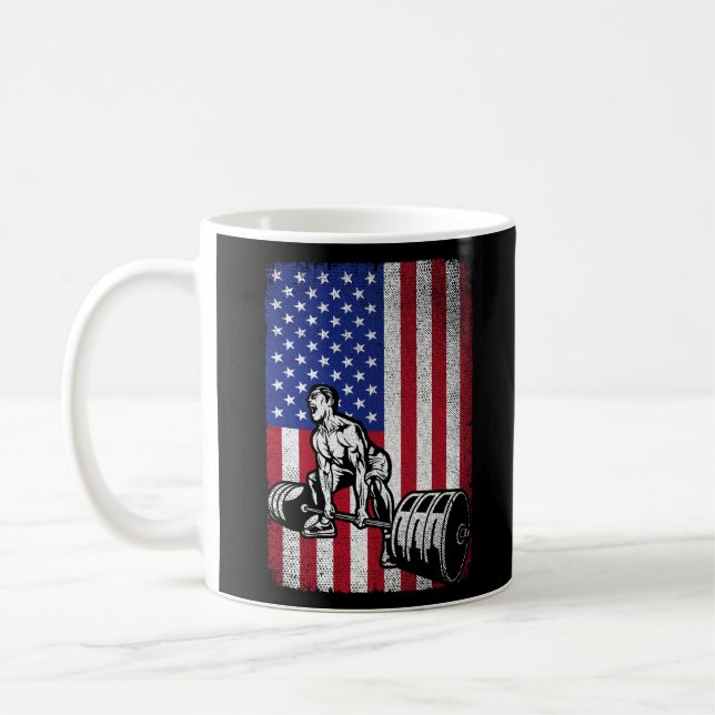 USA:s viktlyftande Powerlift för amerikanska Flagg Kaffemugg (Vänster)