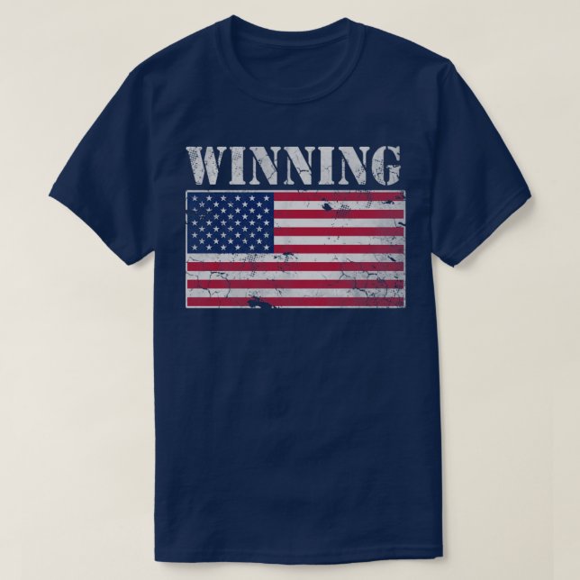 USA:s vinnande amerikanska Flagga 4:e juli Oberoen T Shirt (Design framsida)
