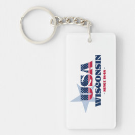 USA:s Wisconsin Monogram akrylisk nyckelkedja