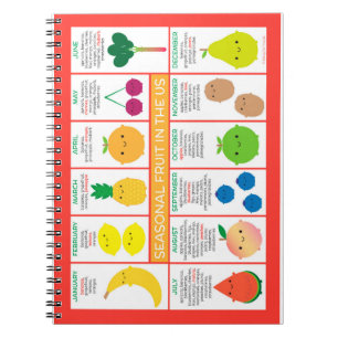 USA Säsong Fruits Chart Anteckningsbok