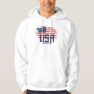 USA Sedan 1776, Grunge Amerikansk Flagga Hoodie