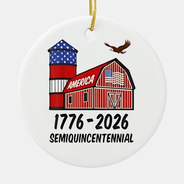 USA Semiquincentenial 250-årsdagen 1776-2026 Julgransprydnad Keramik (Framsidan)