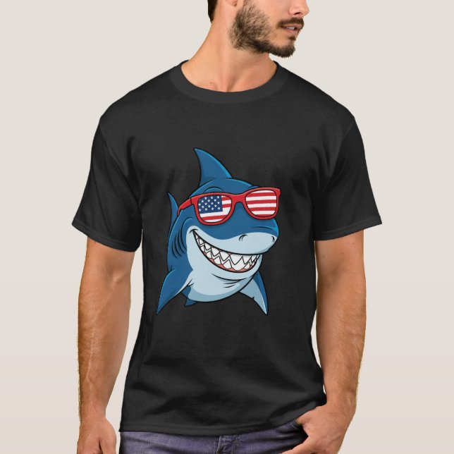 USA Shark Humous - Independence day Underwater T Shirt (Framsida)