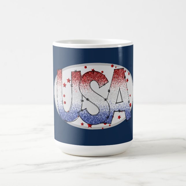 USA Shimmer och Stars Ord Art Kaffemugg (Center)