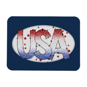 USA Shimmer och Stars Ord Art Magnet