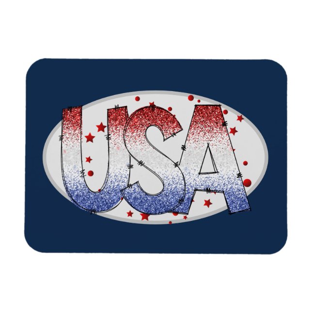 USA Shimmer och Stars Ord Art Magnet (Horisontell)