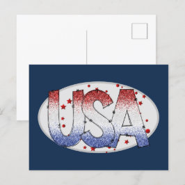 USA Shimmer och Stars Ord Art Vykort