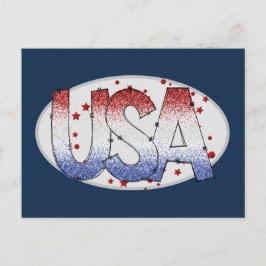 USA Shimmer och Stars Ord Art Vykort