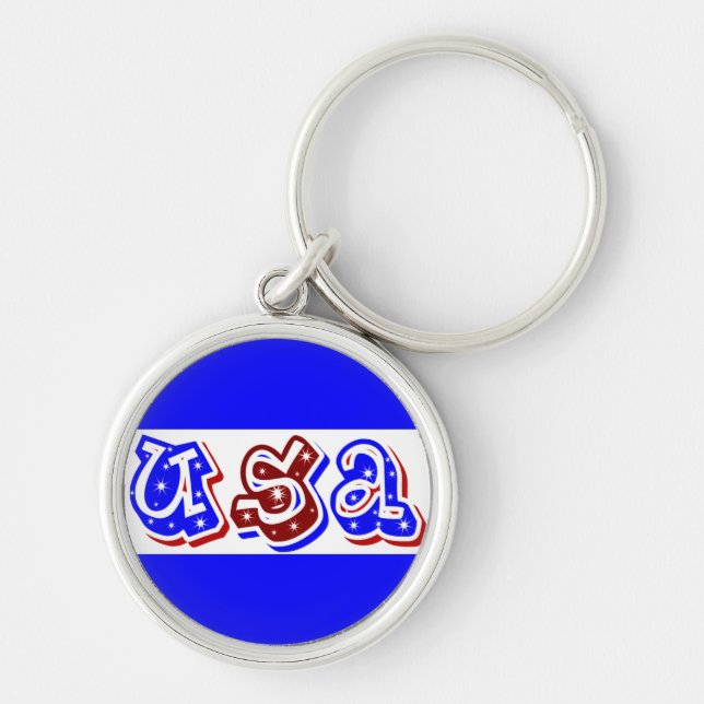 USA,Shine_ Rund Silverfärgad Nyckelring (Framsidan)