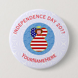 USA Självständighetsdag Änglaflagga Personlig Knapp