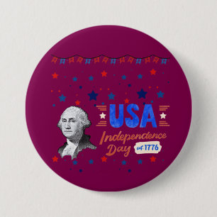 USA Självständighetsdag vinfärgad Knapp