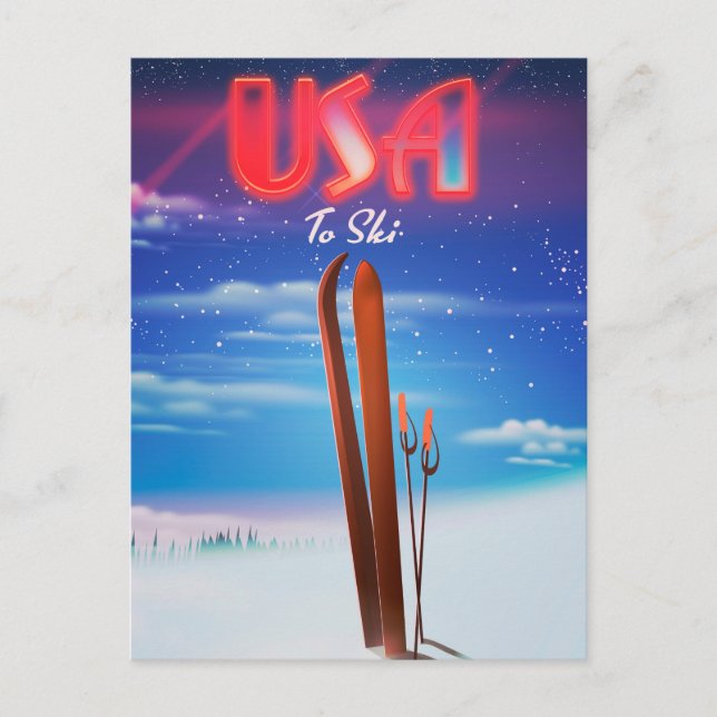 usa skidresor affisch vykort (Framsida)