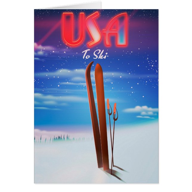 usa skidresoraffisch hälsningskort (Framsidan)