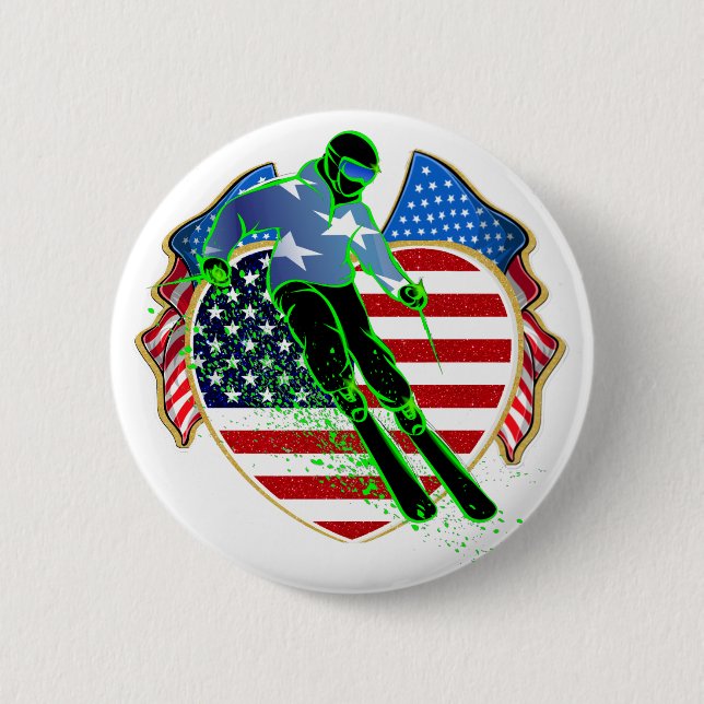 USA SKIING BUTTON KNAPP (Framsida)