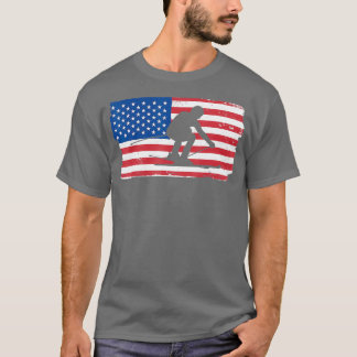 USA Skiing Patriotic American Flagga Skiing T Shirt
