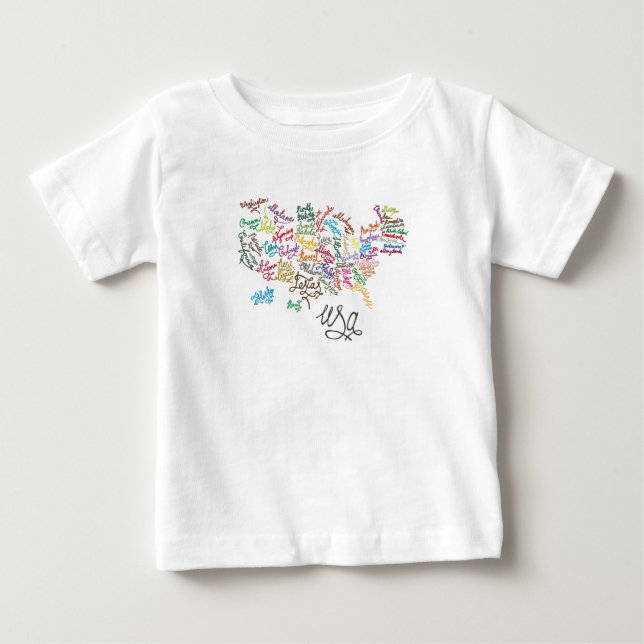 USA skrivar textkartan Tee Shirt (Framsida)