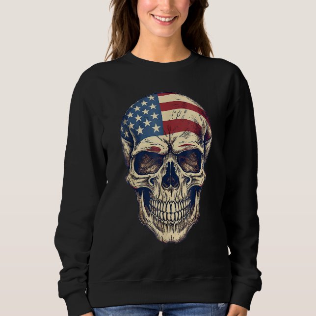Usa Skull 4th Of Julay Scary Usa Skull Men Kid Wom T Shirt (Framsida)