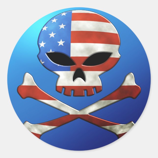 USA Skull Sticker Runt Klistermärke (Framsida)