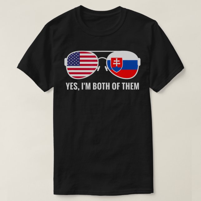USA Slovakien Flagga Sunglass Slovakiska land  T Shirt (Design framsida)