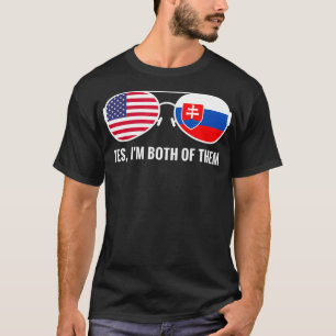 USA Slovakien Flagga Sunglass Slovakiska land  T Shirt