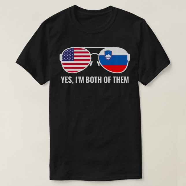 USA Slovenien Flagga Sunglass Slovenska amerikaner T Shirt (Design framsida)