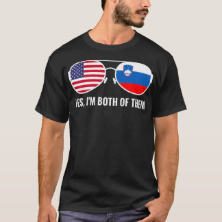 USA Slovenien Flagga Sunglass Slovenska amerikaner T Shirt