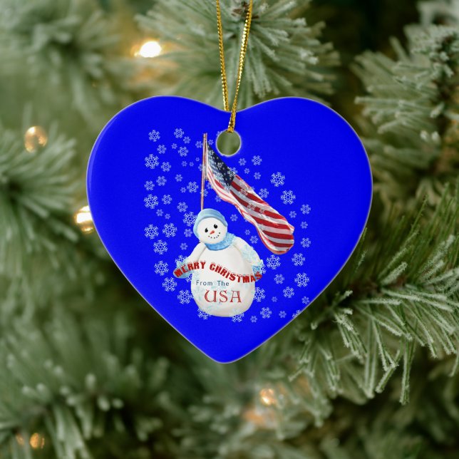 USA Snögubbe jul Keepsaké Heart Ornament (Träd)
