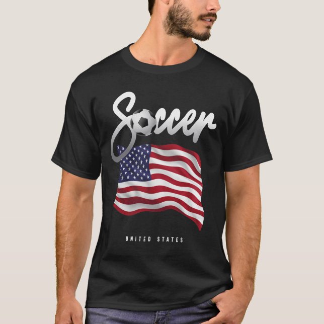 USA Soccer - Amerikanska Flagga T Shirt (Framsida)