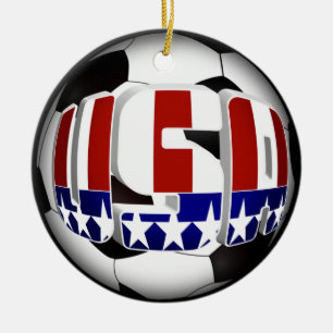 USA Soccer Ball Julgransprydnad Keramik