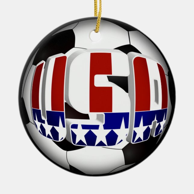 USA Soccer Ball Julgransprydnad Keramik (Framsidan)