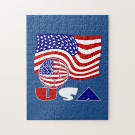 USA Soccer Ball och Flagga Pussel