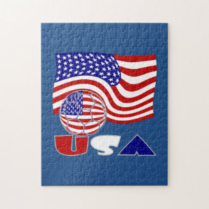 USA Soccer Ball och Flagga Pussel